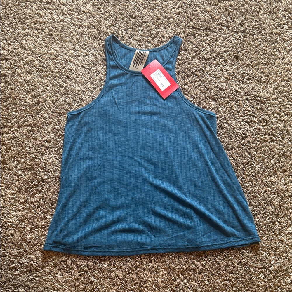 Free People Teal Blue Ribbed Racerback Tank Top